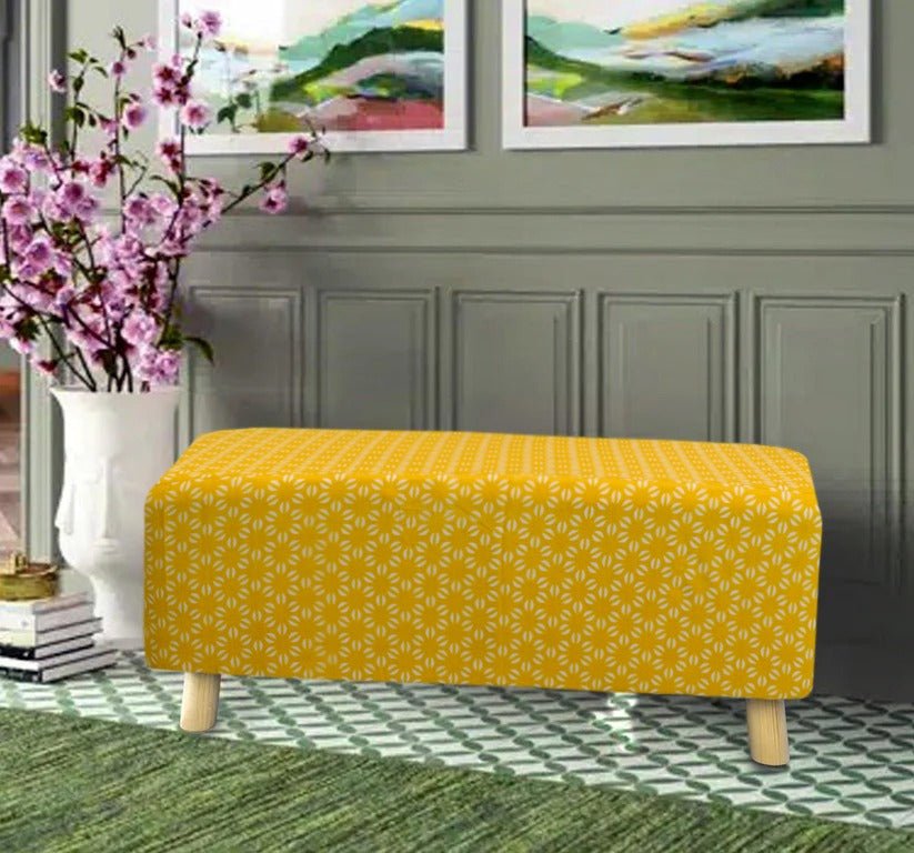 Printed Wooden stool Two Seater - 1362 - myhomestyle.pk