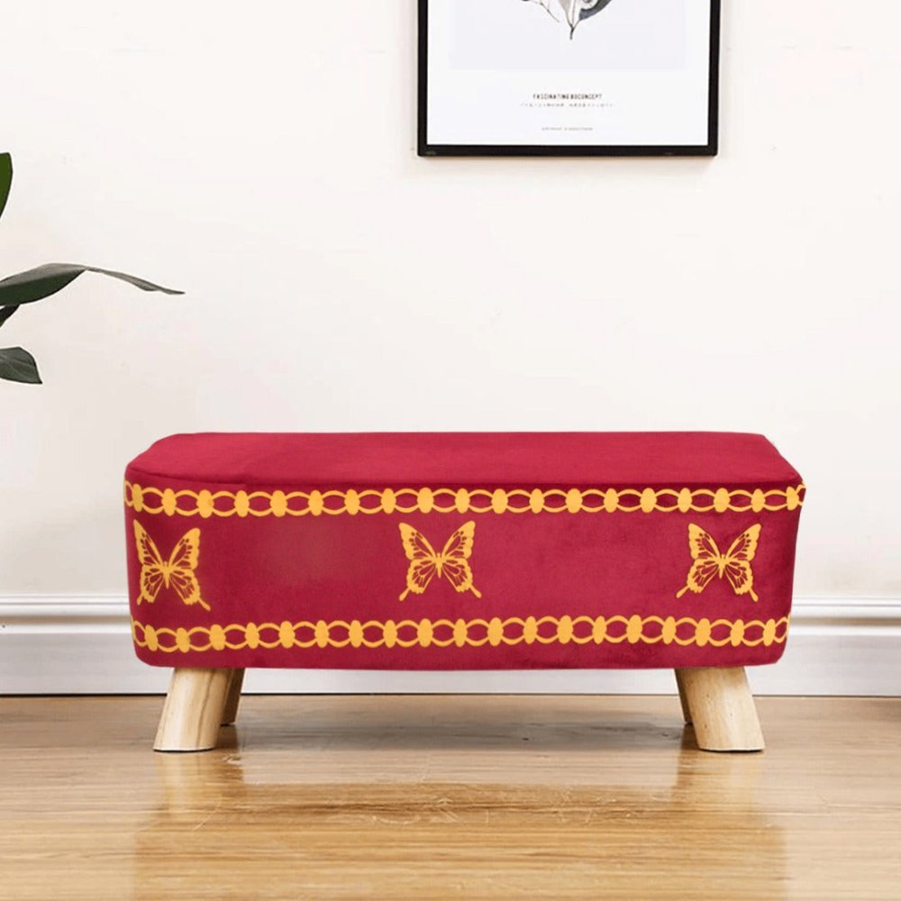 Printed Wooden stool Two Seater - 1373 - myhomestyle.pk