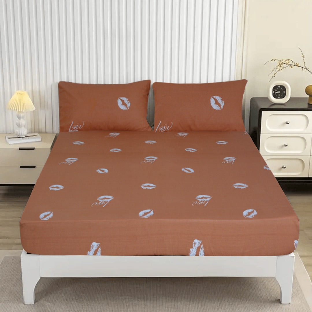 3PCS Printed Fitted Sheet with pillow Covers - 1129