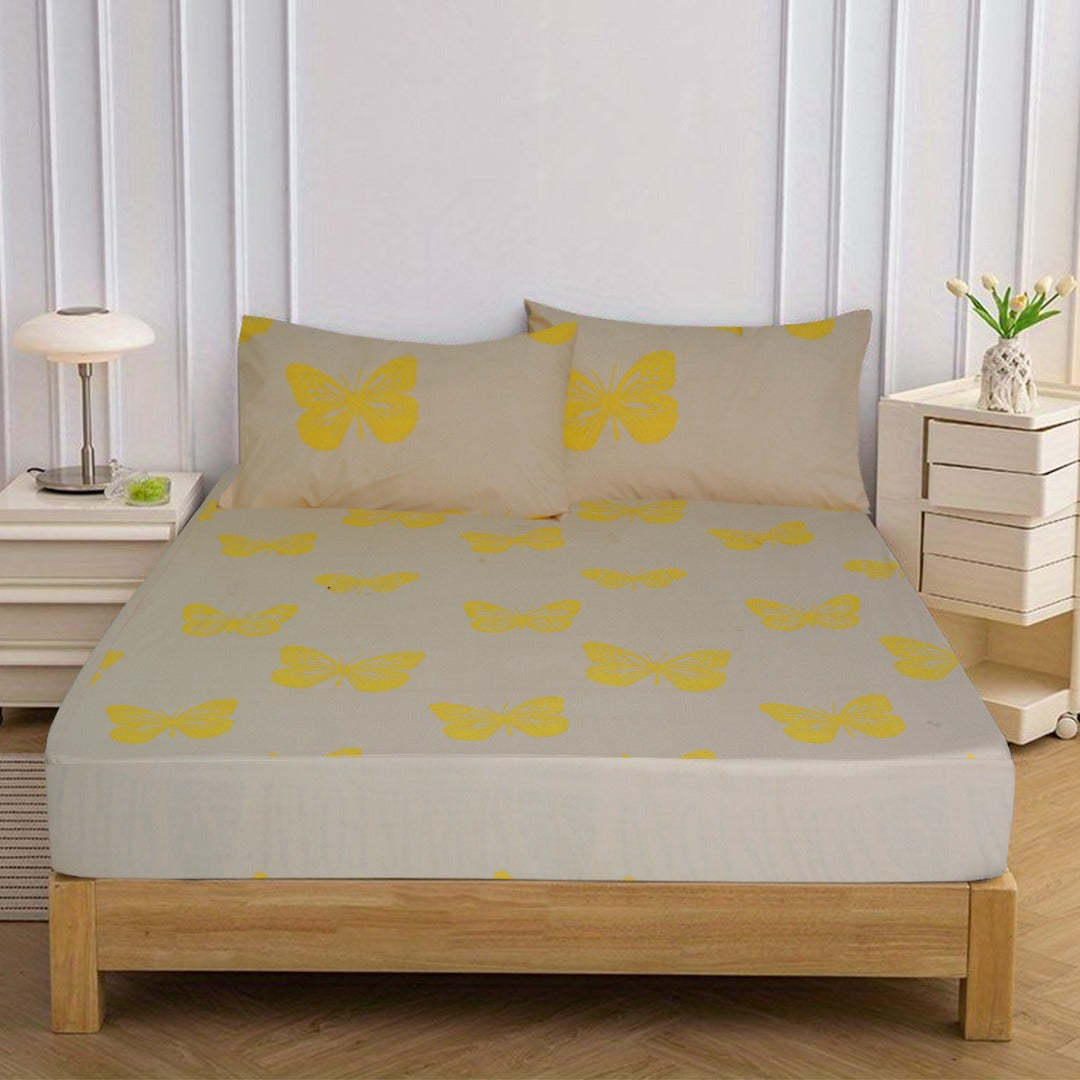 3PCS Printed Fitted Sheet with pillow Covers - 1132