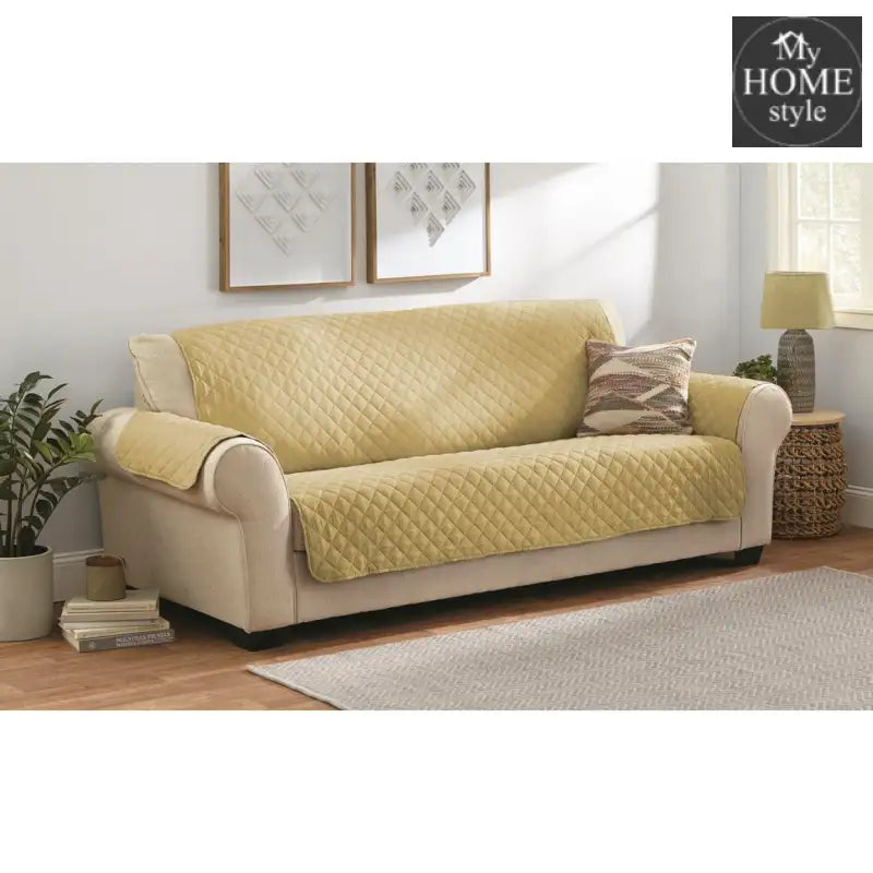 Quilted Sofa covers Non-slip W/Piping Beige - myhomestyle.pk