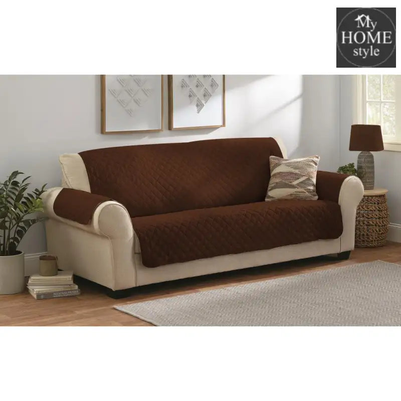 Quilted Sofa covers Non-slip W/Piping Brown - myhomestyle.pk