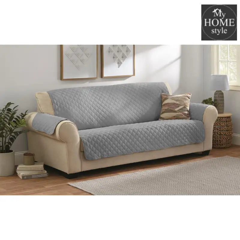 Quilted Sofa covers Non-slip W/Piping Grey - myhomestyle.pk
