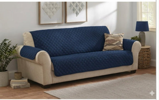 Quilted Sofa covers Non - slip W/Piping Navy - myhomestyle.pk