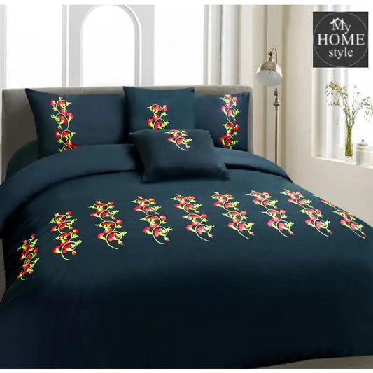 Ruzzana Embroidered Flower 6 Pc's Duvet Set - myhomestyle.pk