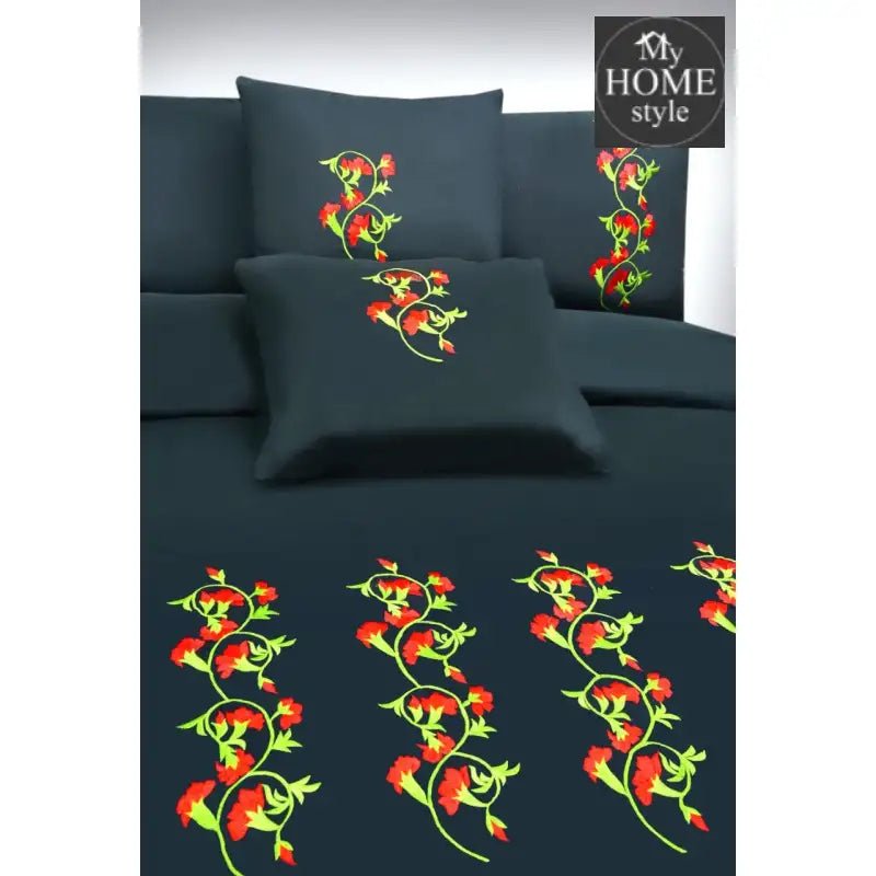Ruzzana Embroidered Flower 6 Pc's Duvet Set - myhomestyle.pk