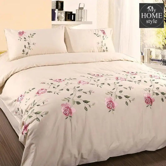 Ruzzana Flower Duvet Set 6 Pc's Cream - myhomestyle.pk