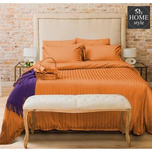 Satin Stripe Duvet set (Camel Tan) - myhomestyle.pk