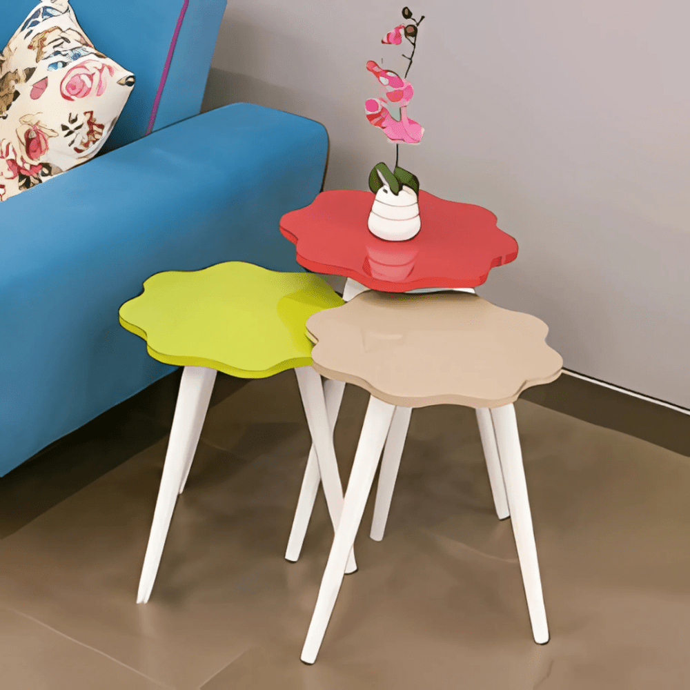 Set of 3 Creative Wooden Coffee Table - 1508 - myhomestyle.pk