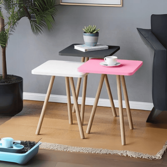 Set of 3 Square Wooden Nesting Coffee End Table - 1485 - myhomestyle.pk