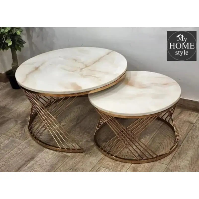 Stylish Metallic Mid Coffee Table Set With Gold Metal Frame - 1317 Home & Garden