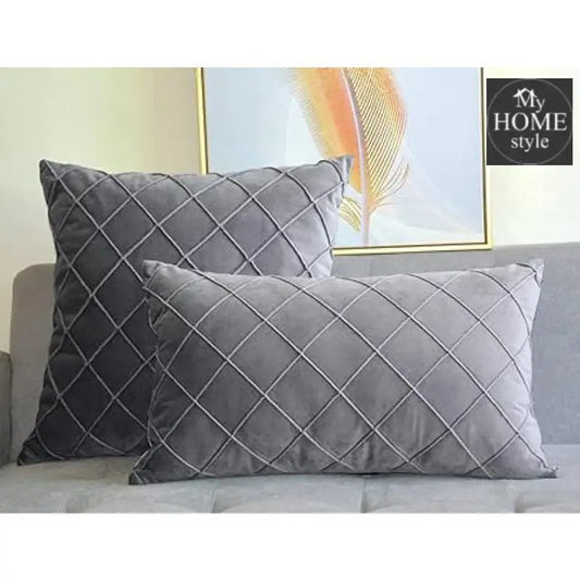 VELVET CUSHION COVER & DUCK PILLOW COVER GREY - myhomestyle.pk