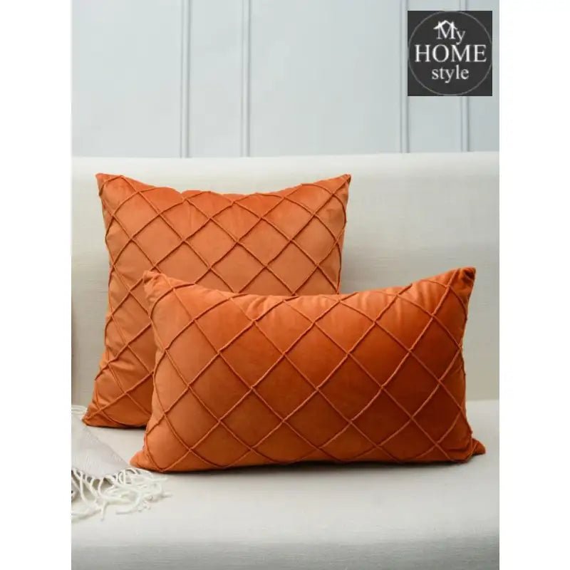 VELVET CUSHION COVER & DUCK PILLOW COVER ORANGE - myhomestyle.pk