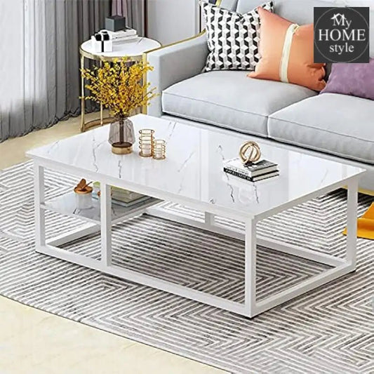 White Small Coffee Table with Storage, Modern Square Low Coffee Tables for Living Room - 1266 - myhomestyle.pk