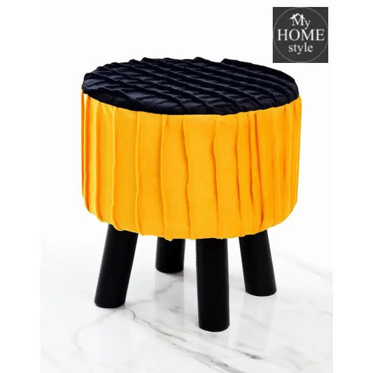 Wooden Pleated Round Stool - 1149 - myhomestyle.pk