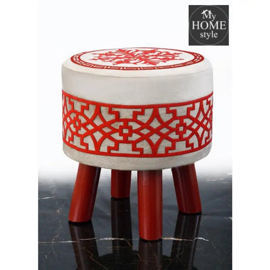 Wooden Round Stool WIth Embroidery - 1048 - myhomestyle.pk