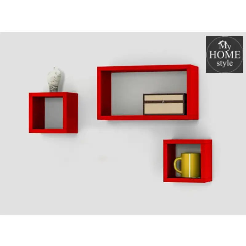 Wooden Shelves 3 pcs Red - myhomestyle.pk