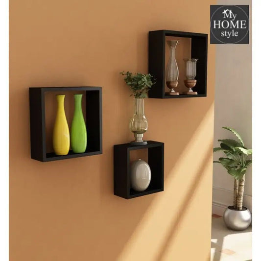 Wooden Shelves Black 3 pcs - myhomestyle.pk