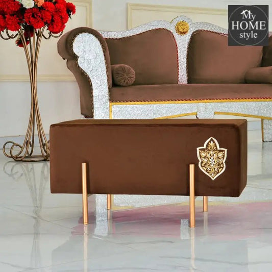 Wooden stool 2 Seater Embroidered With Steel Stand - 352 - myhomestyle.pk