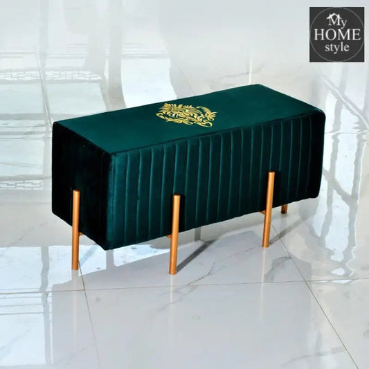 Wooden stool 2 Seater Embroidered With Steel Stand - 355 - myhomestyle.pk