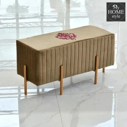 Wooden stool 2 Seater Embroidered With Steel Stand - 356 - myhomestyle.pk