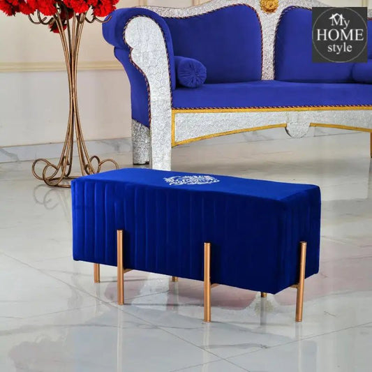 Wooden stool 2 Seater Embroidered With Steel Stand - 357 - myhomestyle.pk