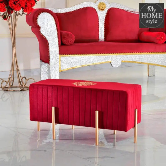 Wooden stool 2 Seater Embroidered With Steel Stand - 358 - myhomestyle.pk