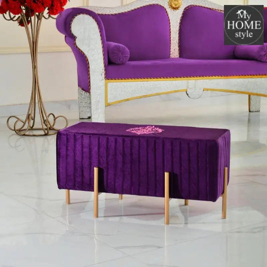 Wooden stool 2 Seater Embroidered With Steel Stand - 359 - myhomestyle.pk