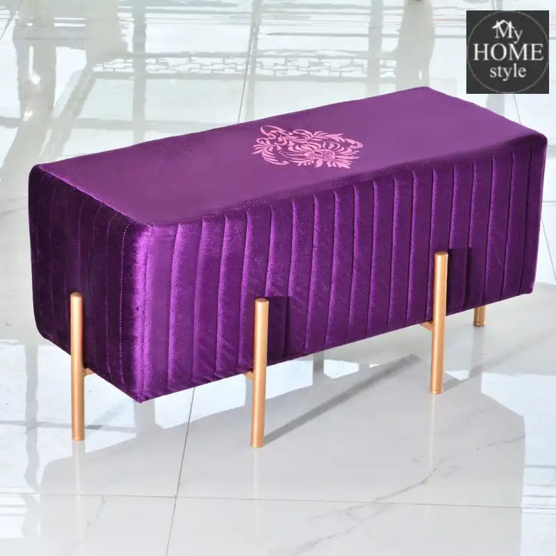 Wooden stool 2 Seater Embroidered With Steel Stand -359 - myhomestyle.pk