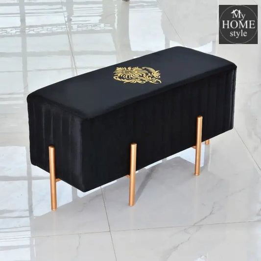 Wooden stool 2 Seater Embroidered With Steel Stand - 360 - myhomestyle.pk