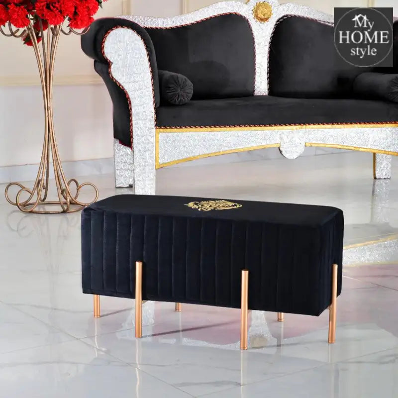 Wooden stool 2 Seater Embroidered With Steel Stand -360 - myhomestyle.pk