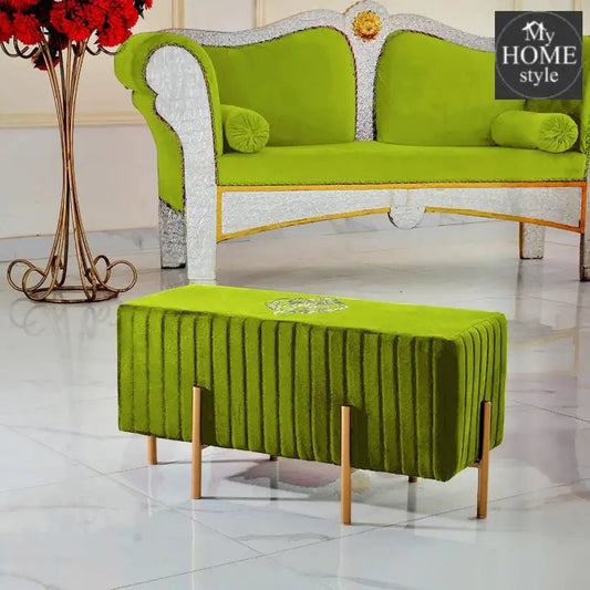 Wooden stool 2 Seater Embroidered With Steel Stand - 657 - myhomestyle.pk