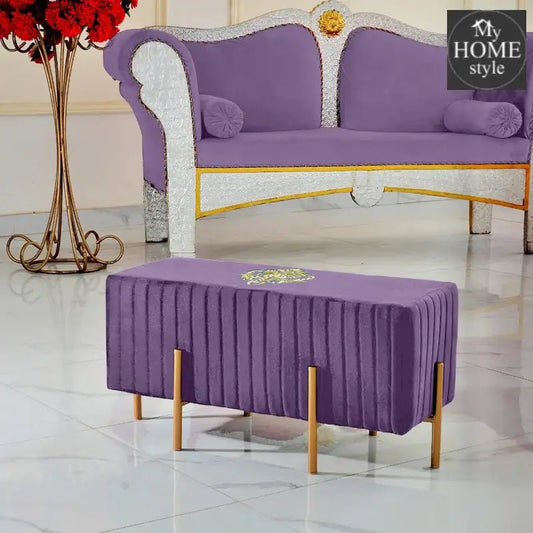 Wooden stool 2 Seater Embroidered With Steel Stand - 658 - myhomestyle.pk