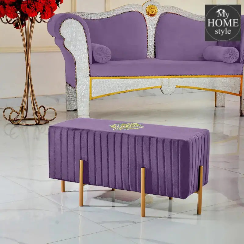 Wooden stool 2 Seater Embroidered With Steel Stand -658 - myhomestyle.pk