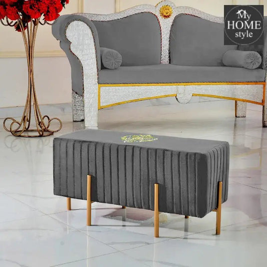 Wooden stool 2 Seater Embroidered With Steel Stand - 660 - myhomestyle.pk