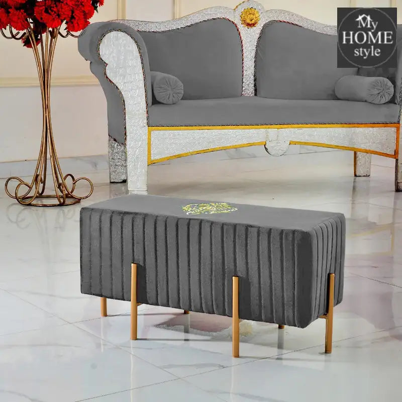 Wooden stool 2 Seater Embroidered With Steel Stand -660 - myhomestyle.pk