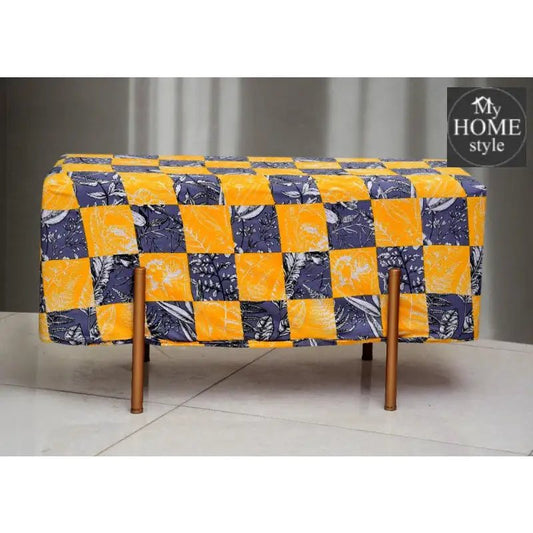 Wooden stool 2 Seater Printed With Steel Stand - 823 - myhomestyle.pk