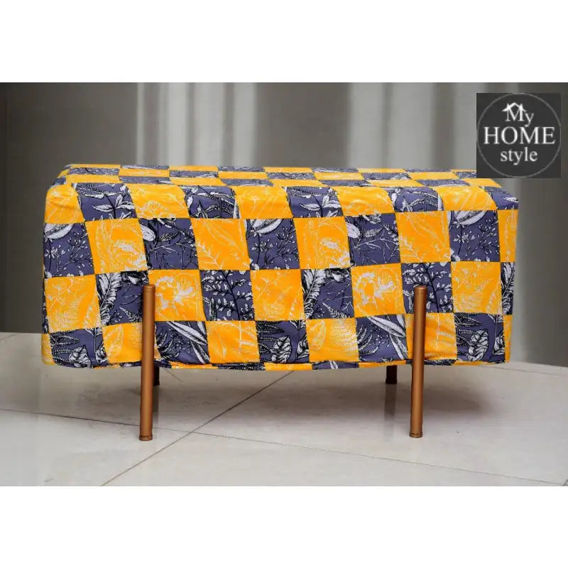Wooden stool 2 Seater Printed With Steel Stand -823 - myhomestyle.pk