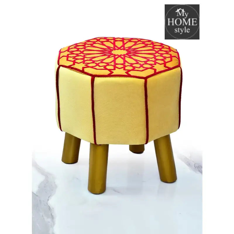 Wooden stool Embroidered Round Shape- 1242 - myhomestyle.pk