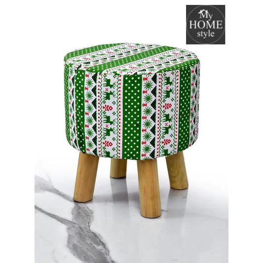 Wooden stool Printed Round Shape - 1240 - myhomestyle.pk