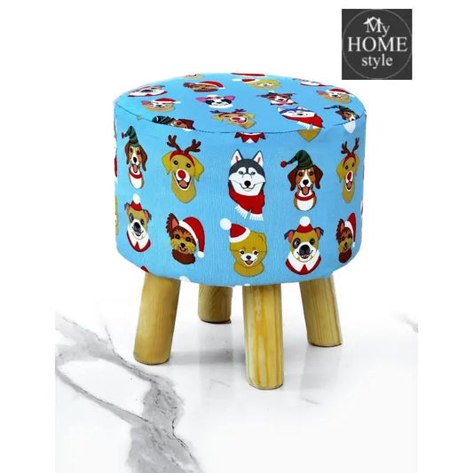 Wooden stool Printed Round Shape - 1241 - myhomestyle.pk