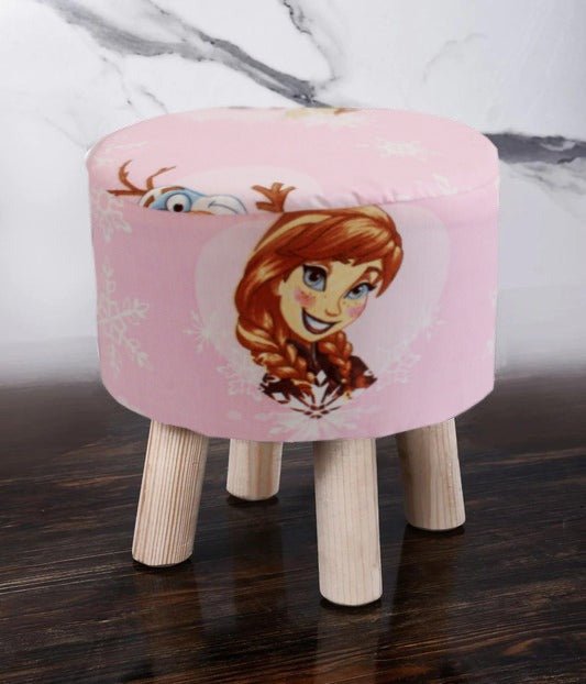 Wooden stool Printed Round Shape - 1344 - myhomestyle.pk