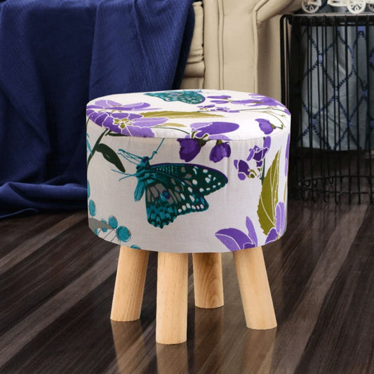 Wooden stool Printed Round Shape - 1350 - myhomestyle.pk