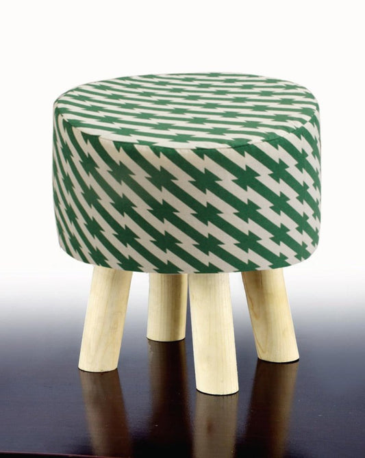 Wooden stool Printed Round Shape - 1358 - myhomestyle.pk