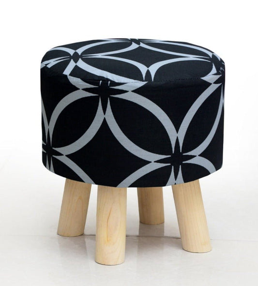 Wooden stool Printed Round Shape - 1416 - myhomestyle.pk