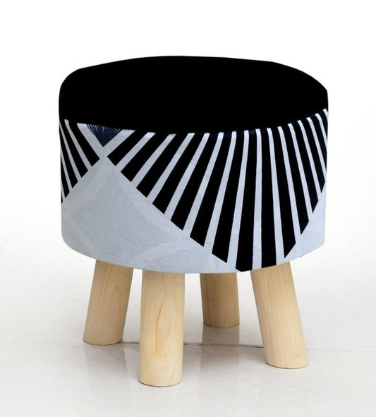 Wooden stool Printed Round Shape - 1417 - myhomestyle.pk