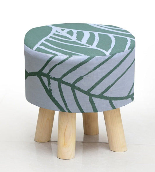 Wooden stool Printed Round Shape - 1418 - myhomestyle.pk