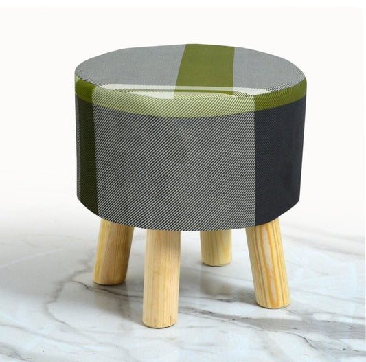 Wooden stool Printed Round Shape - 1424 - myhomestyle.pk