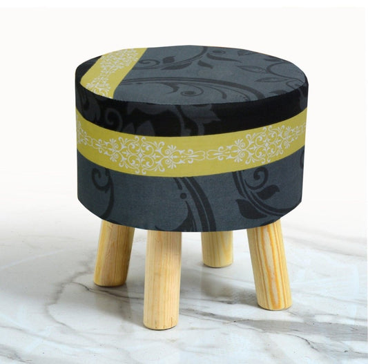 Wooden stool Printed Round Shape - 1425 - myhomestyle.pk