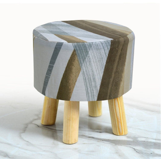 Wooden stool Printed Round Shape - 1426 - myhomestyle.pk